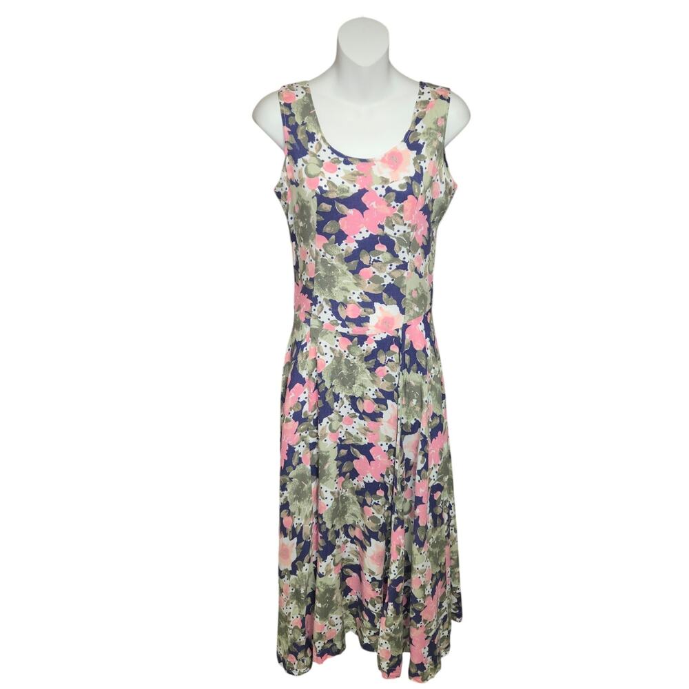 Maggie Lawrence Collection Floral‎ Midi Sress Size 3/4 S Reversible Keyhole 90s